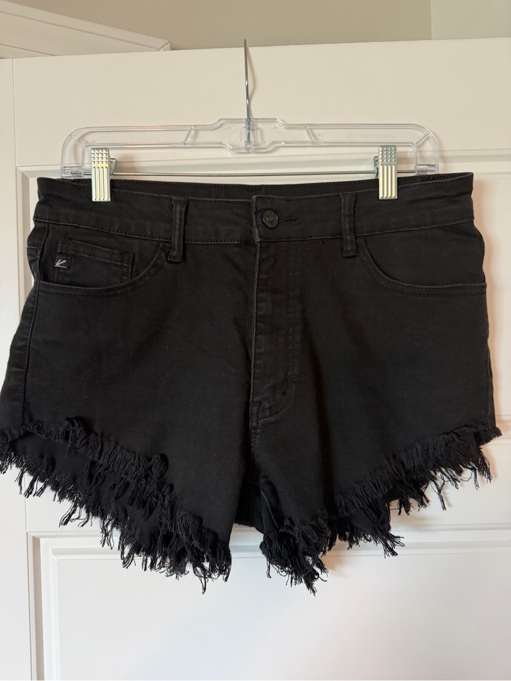 KanCan Black Frayed Hem Denim Shorts